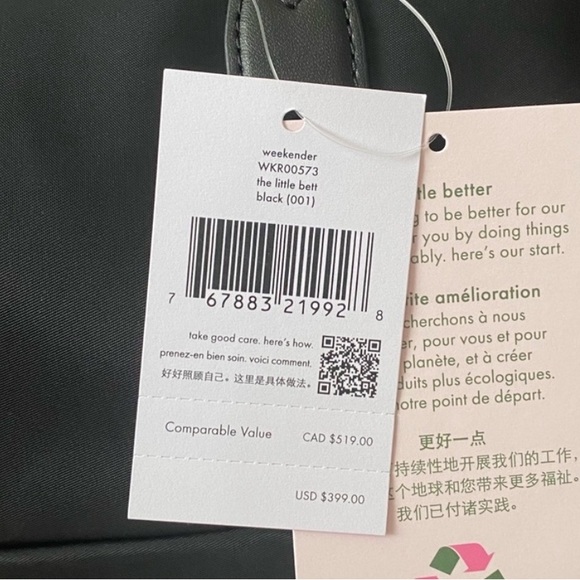 ♠️kate spade Chelsea Large Nylon Weekender Duffle Bag, Black NWT - Picture 13 of 16